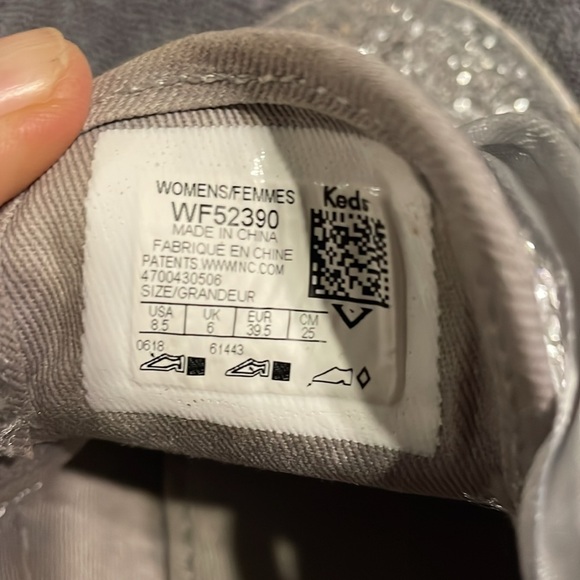 Kate Spade + Keds Women’s Champion Silver Glitter Lace-Up Sneaker Size 8.5 - Picture 7 of 11